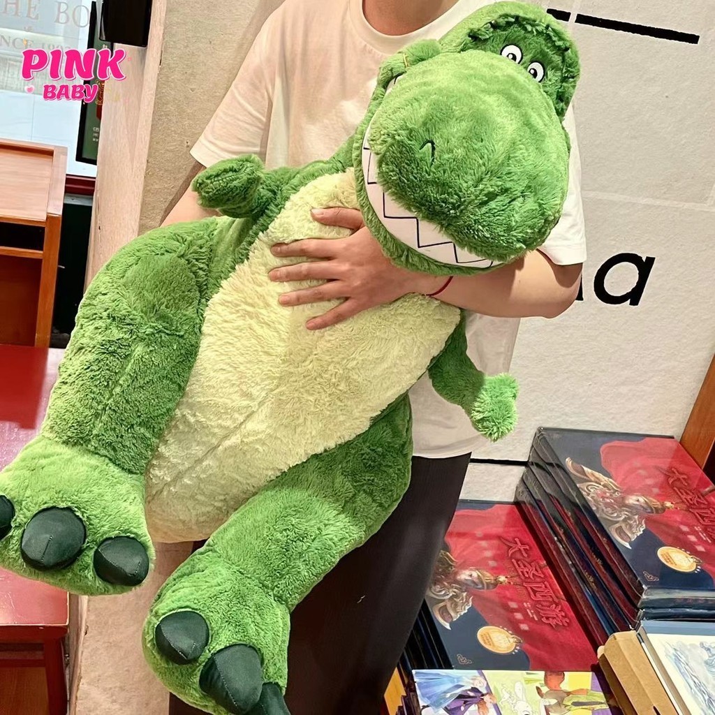 超大的綠色恐龍毛絨玩具卡通霸王龍毛絨動物公仔柔軟的動漫電影玩具總動員暴暴龍恐龍抱枕給男孩子的生日禮物
