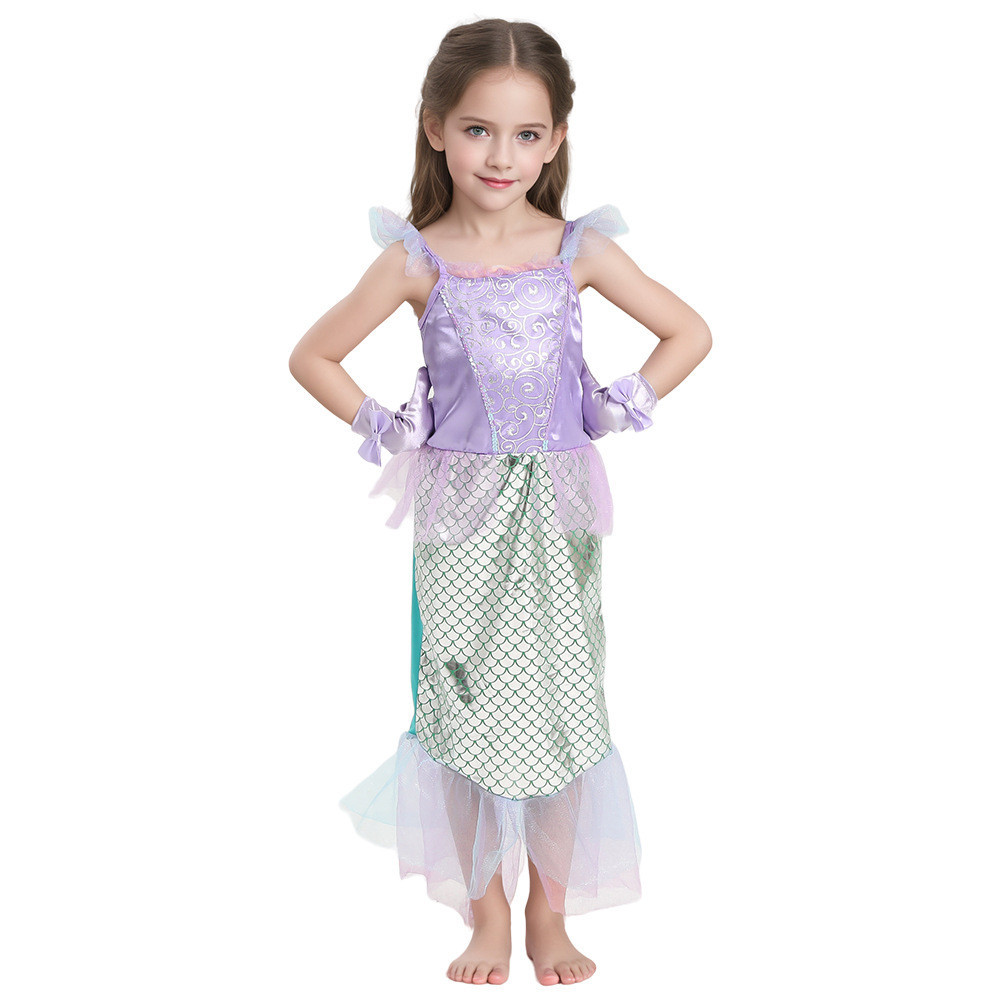 小美人魚兒童童話角色扮演表演表演萬聖節派對小孩公主裝扮服裝