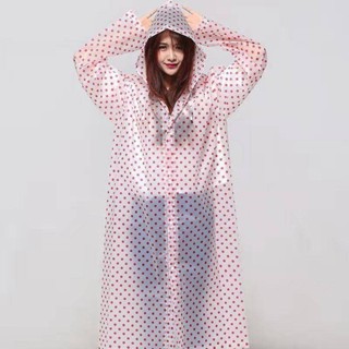 SeeU Studio 非一次性時尚行動式雨衣男女韓版情侶加厚成人戶外旅遊雨披圓點