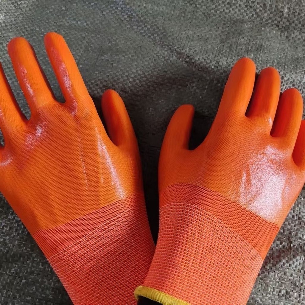 鴻盛防水PVC滿掛全膠加厚加大耐磨耐油工作掛膠塗膠橡膠全包手套