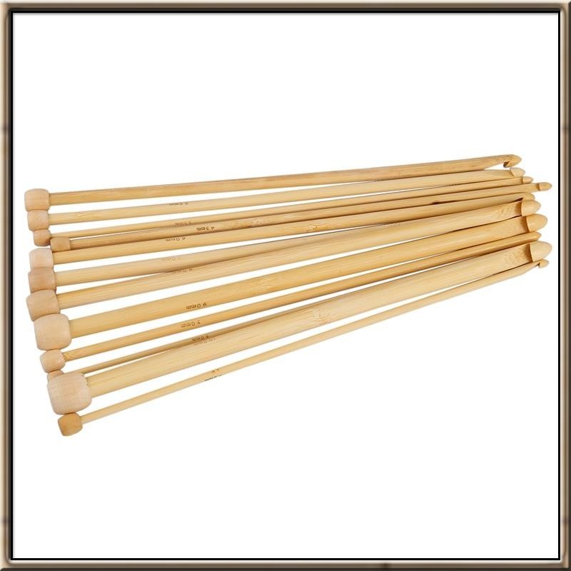 自然色天然竹單尖阿富汗突尼斯鉤針 25.5Cm-25Cm 長,1 套(12 件/套)