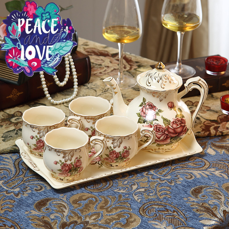 有家瓷器-咖啡套具 歐式咖啡杯套裝 英式下午茶茶具簡約紅茶杯陶瓷杯子家用