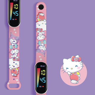 三麗鷗 Sanrio Kuromi Hello Kitty 圖案 LED 手錶防水電子手錶腕帶禮物男孩女孩