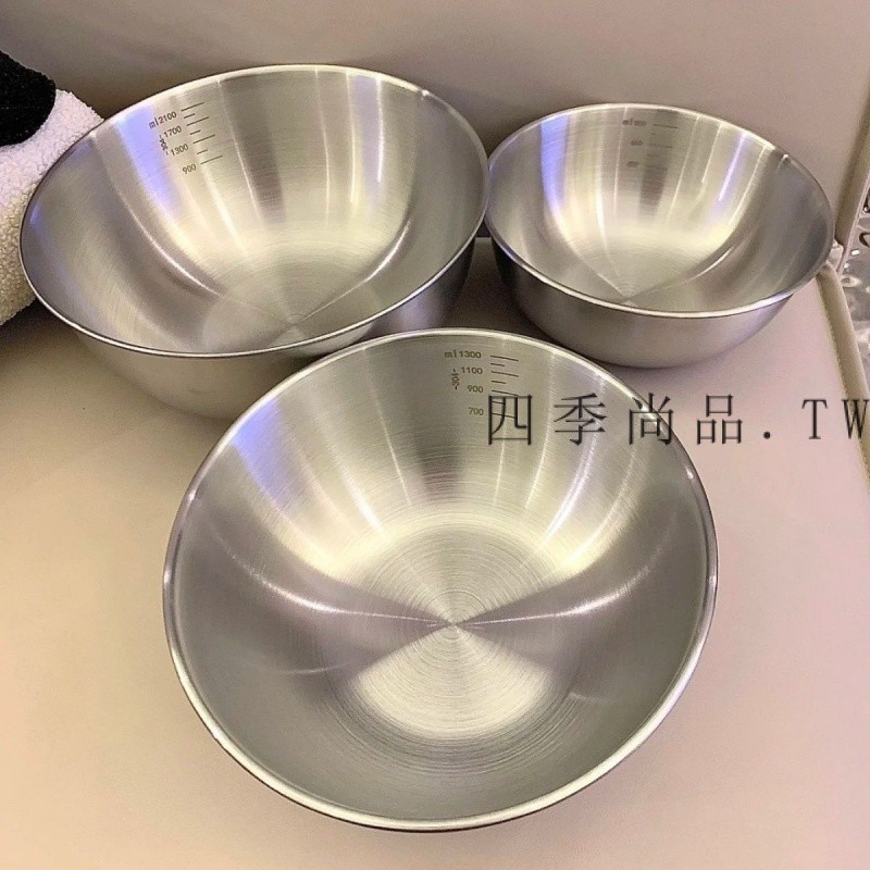 【四季尚品】304不鏽鋼料理盆碗打蛋和麵沙拉涼拌水果烘焙家用碗