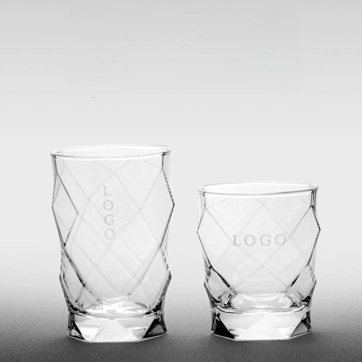 客製化【玻璃杯】訂製水杯 印字logo 菱形禮品杯 果汁杯 威士忌杯 玻璃 水晶杯 家用辦公