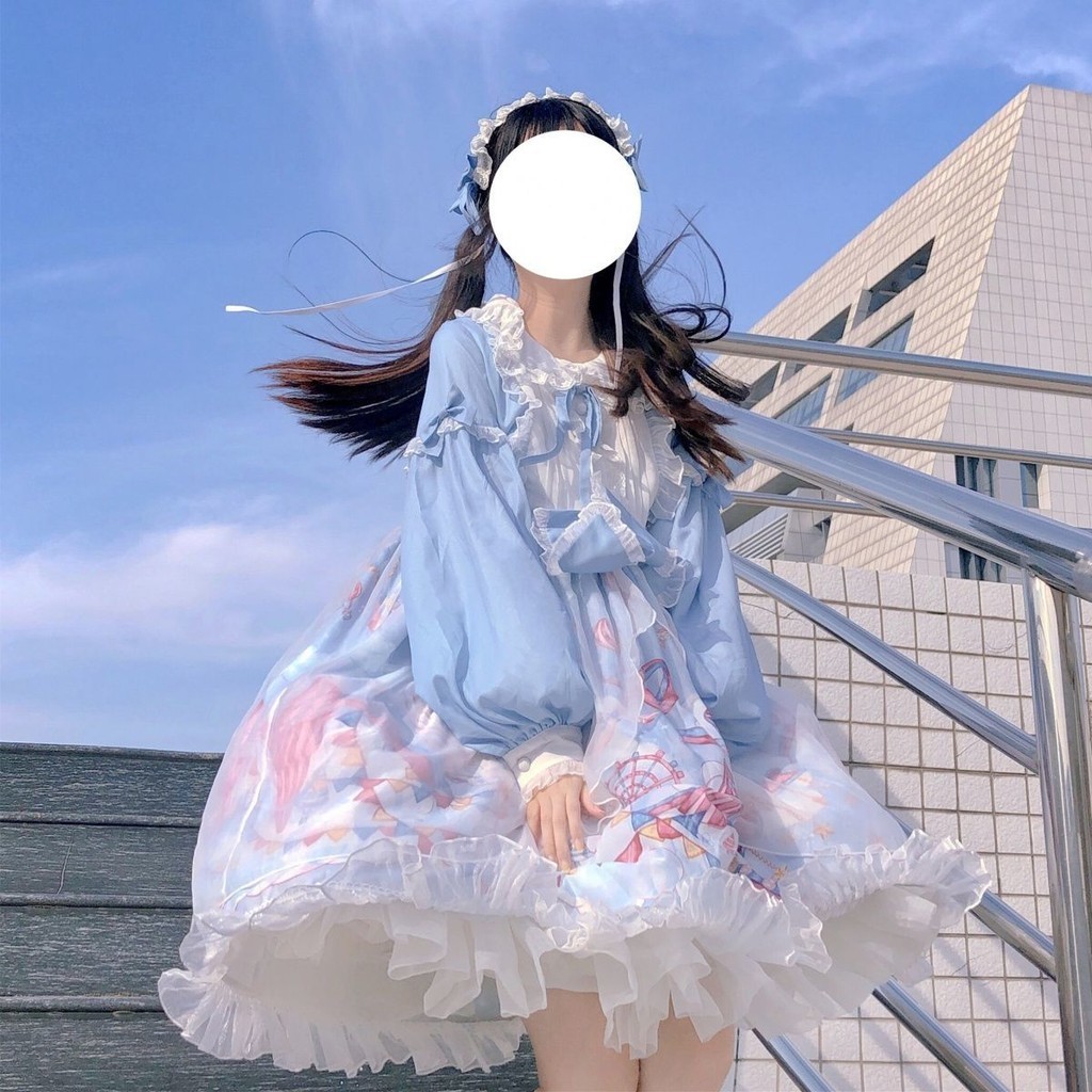 蘿莉塔原創正品廠原夢境遊樂園OP長袖洋裝日系洋裝裙