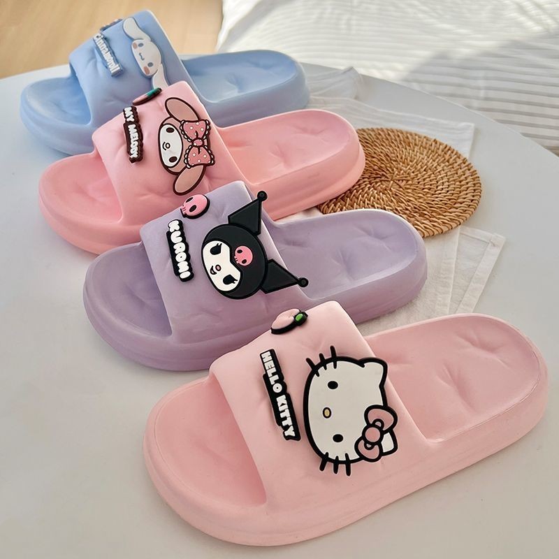 拖鞋家居戶外穿可愛三麗鷗 Hello Kitty Kuromi 沙灘鞋厚底時尚室內新款三麗鷗涼鞋