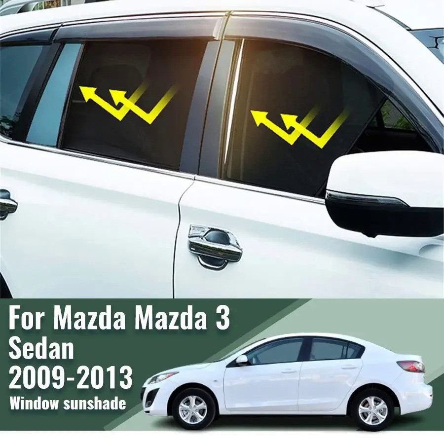 MAZDA 馬自達 3 轎車 M3 BL 2009-2013 磁性汽車遮陽板前擋風玻璃框架窗簾後側嬰兒窗遮陽板的汽車遮陽