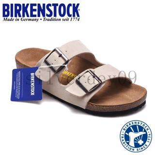 BIRKENSTOCK 拳擊平行酒吧拖鞋勃肯亞利桑那絨面革天鵝絨米色軟墊