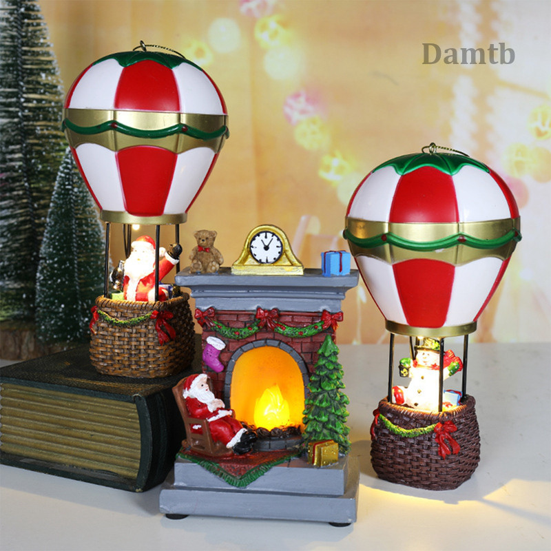 Dtb 點亮聖誕裝飾品樹脂裝飾品熱氣球裝飾聖誕樹裝飾傢居收藏