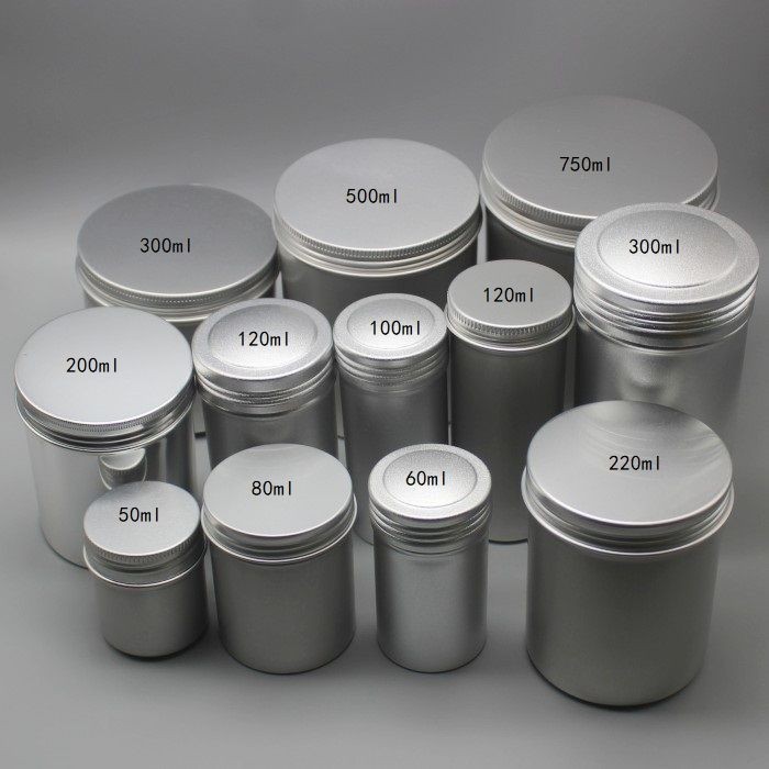 60克至750ml高筒螺紋圓形鋁盒分裝密封金屬茶葉鋁罐鋁瓶