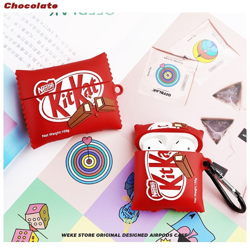 Kitkat巧克比  Airpods Pro保護套 1/2代保護殼 送掛鉤 蘋果無線藍牙耳機矽膠軟殼防摔保護套