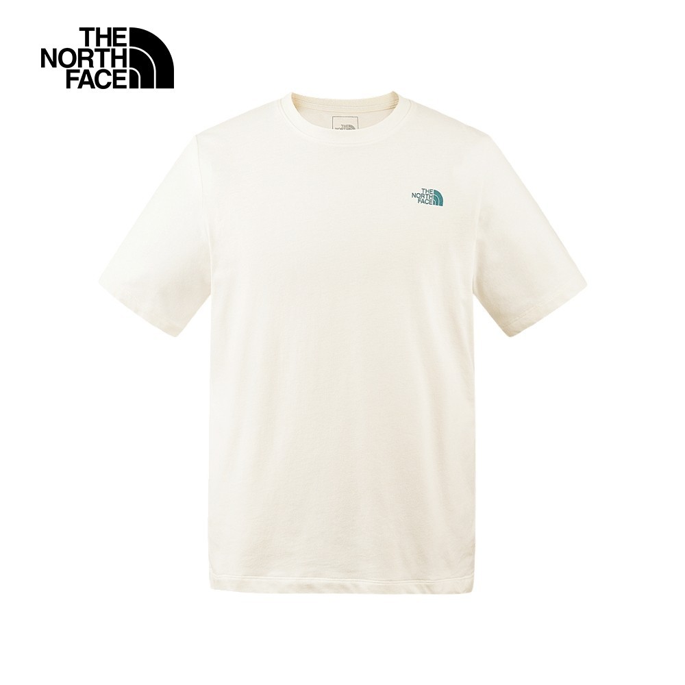 The North Face北面男款米色吸濕排汗舒適透氣大尺寸LOGO休閒短袖T恤｜88GSQLI