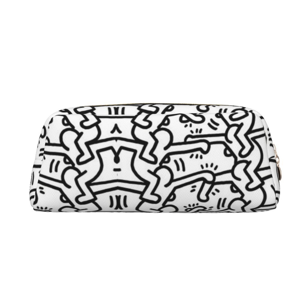 Keith Haring 大容量帆布筆袋、筆袋、筆袋、化妝包、層帶拉鍊