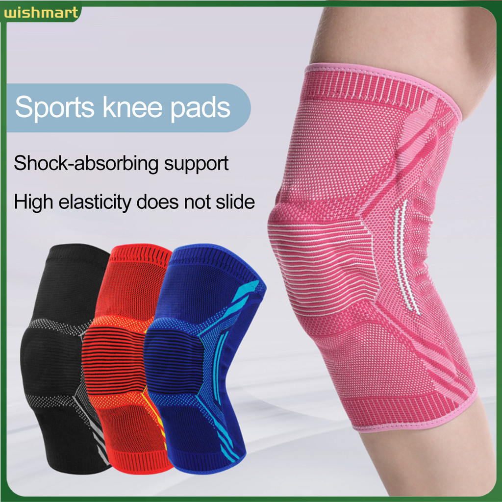[wishmart] 1 件護膝減震彈性透氣抗衝擊舒適貼合保護尼龍中性壓縮運動護膝運動用品