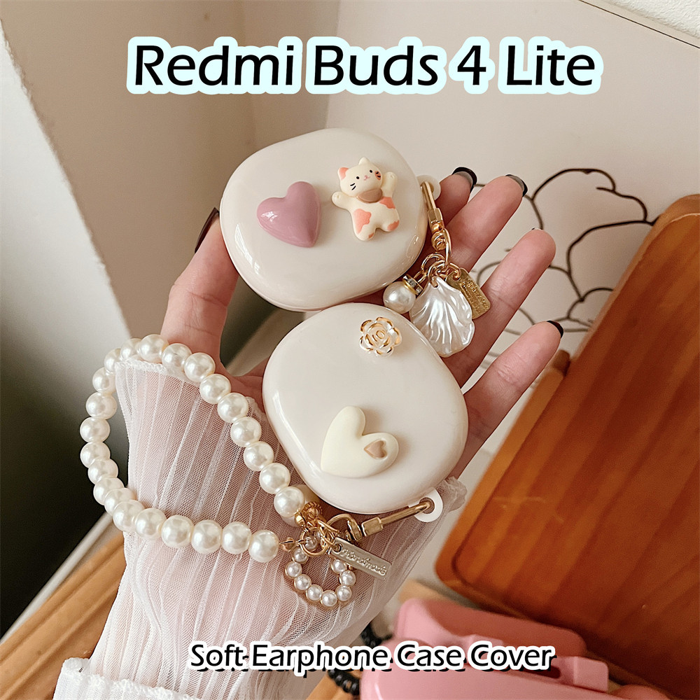 現貨! 適用於 Redmi Buds 4 Lite 保護套 DIY 立體裝飾貓軟矽膠耳機保護套保護套