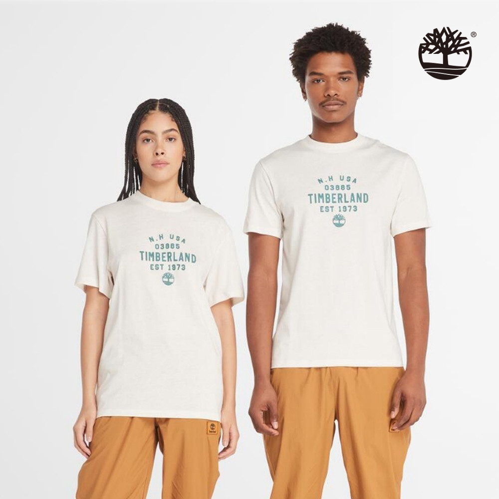 Timberland 中性復古白正面圖案短袖T恤|A42W5CM9