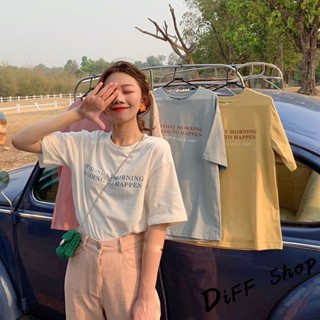 【現貨速發】 【DIFF】韓版個性字母寬鬆慵懶風短袖上衣 短袖t恤 女裝 顯瘦上衣 衣服 寬鬆上衣 素T【T410】