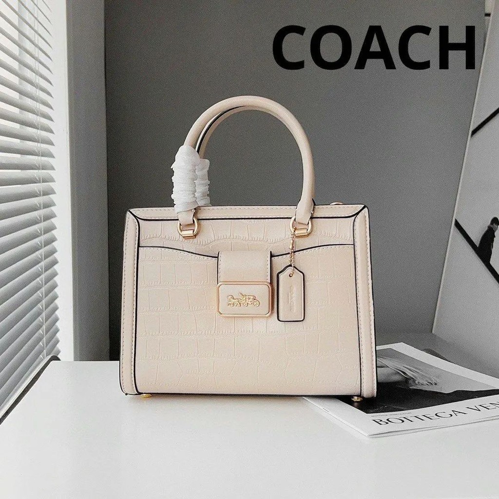 近全新 COACH 蔻馳 手提包 Carryall 白色 灰色 日本直送 二手