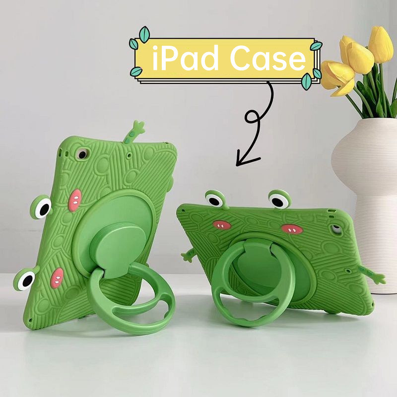 【愛美達】iPad 保護套可愛青蛙平板電腦保護套帶可旋轉支架適用於 iPad 2/3/4/Mini/Air/Pro 系列