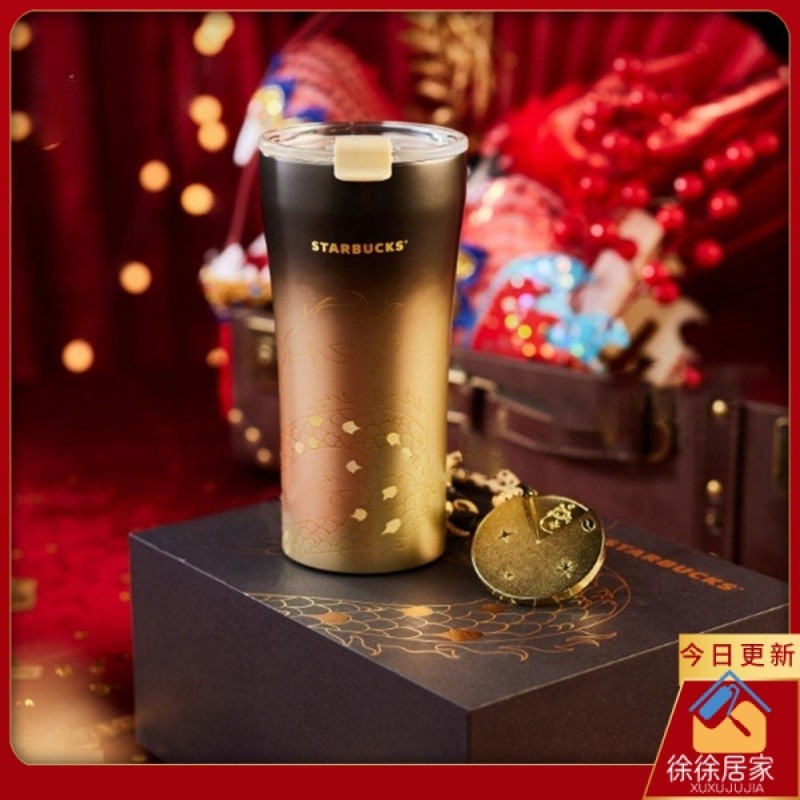 現貨 水杯 星巴克杯子新年禮物陶瓷內膽STTOKE不鏽鋼雙飲口帶蓋桌面杯子禮盒