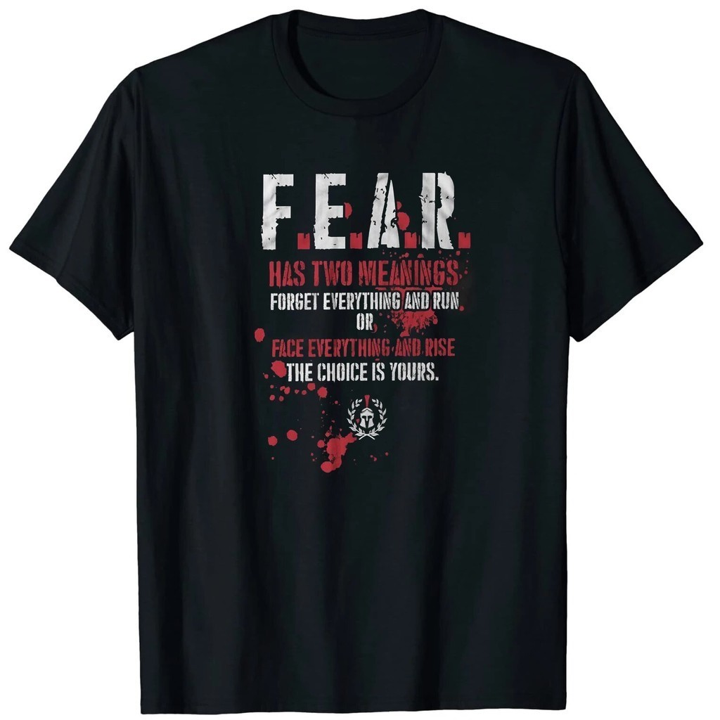斯巴達勇士恐懼有兩個意義 T 恤男士 T 恤棉