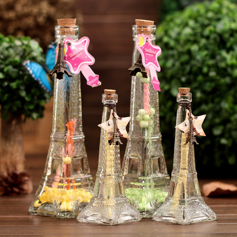 創意埃菲爾巴黎鐵塔玻璃瓶子祈禱祝福語幸運星漂流瓶學生交換禮物