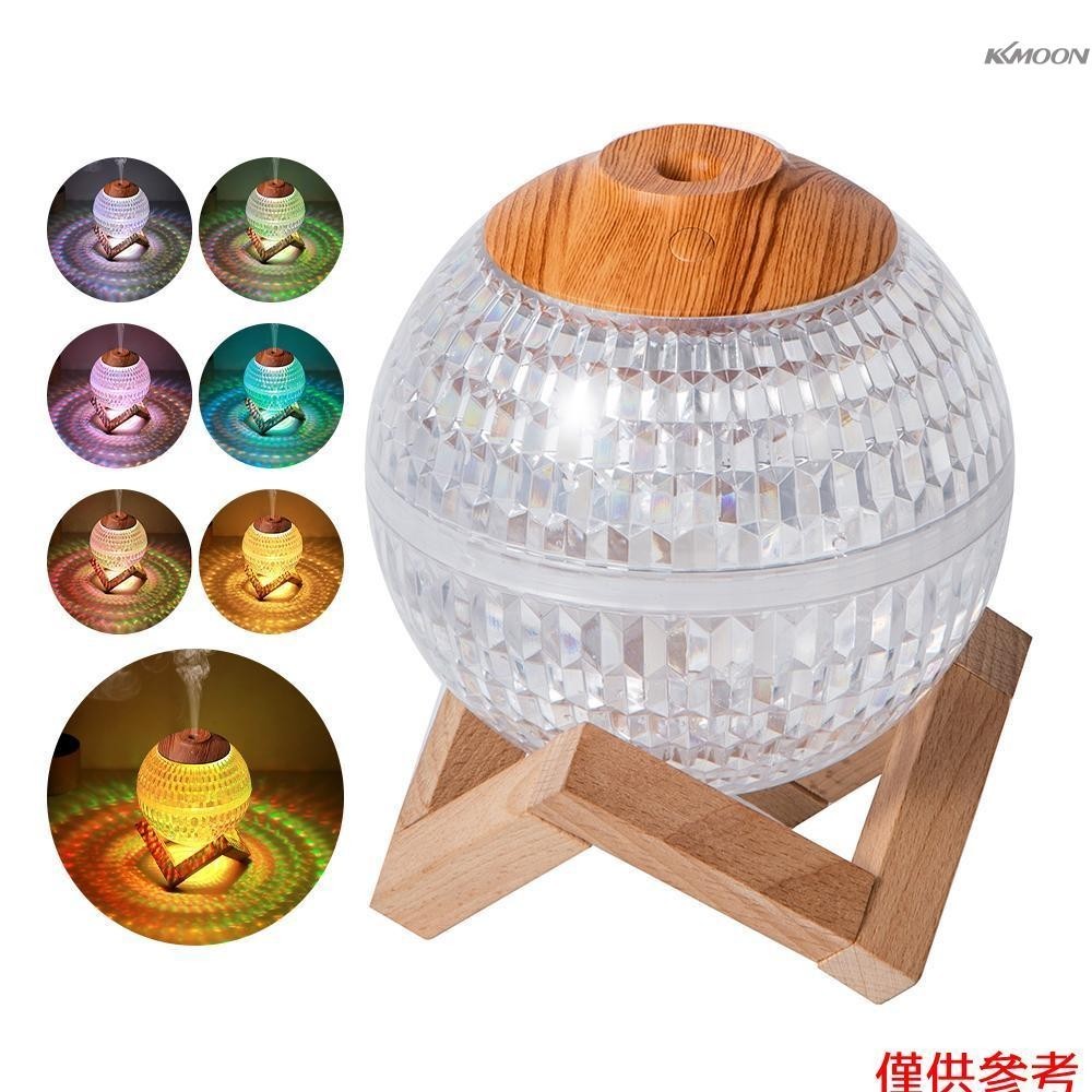 臥室加濕器 RGB LED 迷你彩色夜燈水晶球加濕器 6H 自動關閉 450ml USB Type-C 供電靜音便攜式納