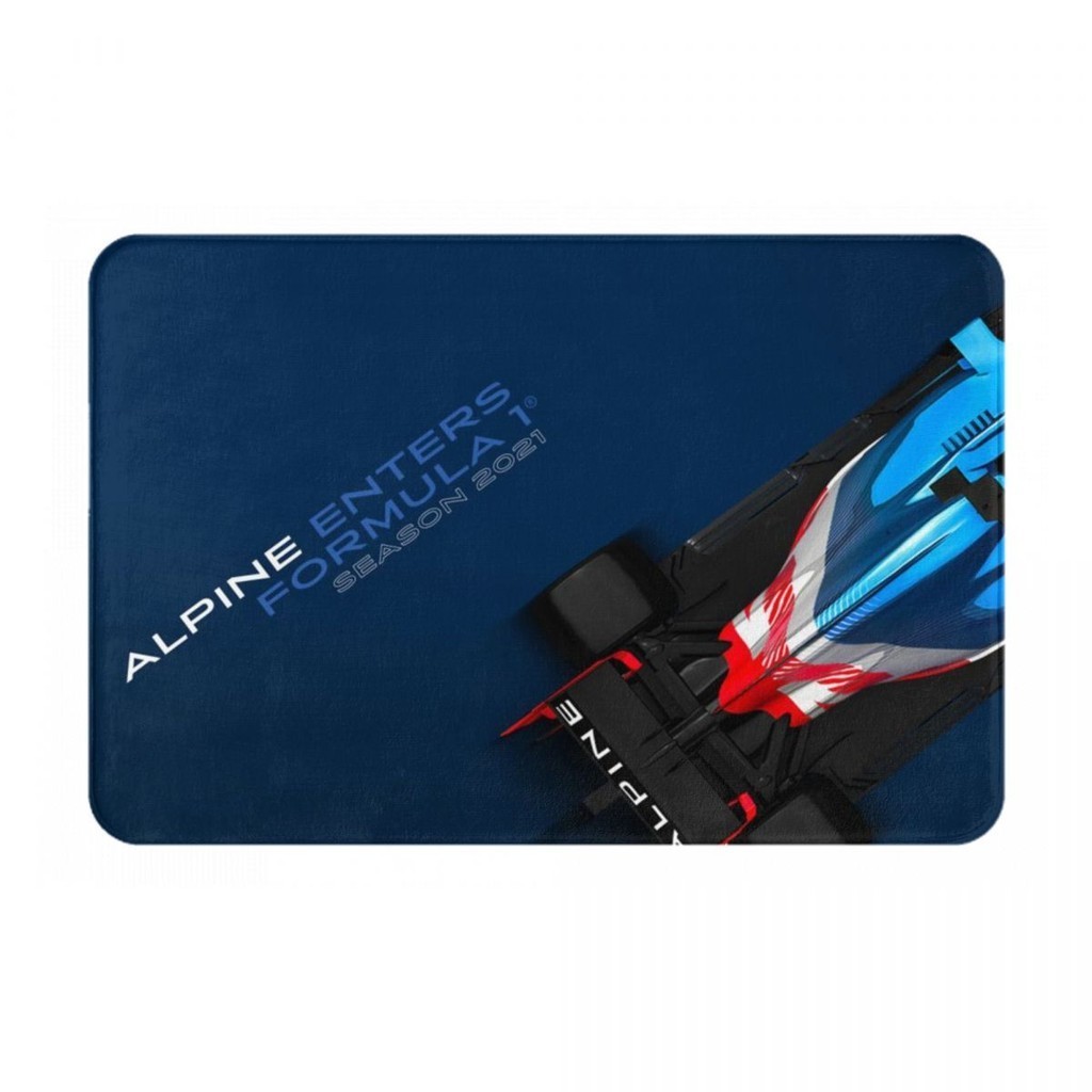 Alpine F1 Team logo (2) 浴室防滑地墊 廁所衛生間腳墊 門口吸水速乾進門地毯 洗手間墊 法蘭絨防滑