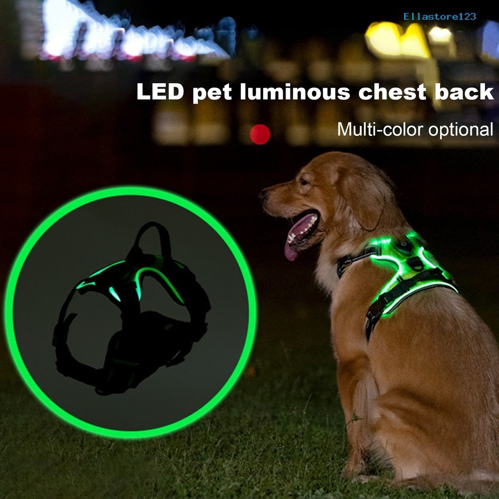 [家有愛寵]LED寵物發光胸揹帶夜間遛狗防車禍可調整閃光貓狗背心