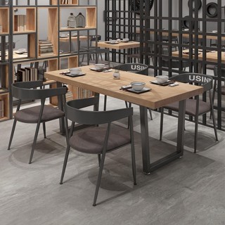 復古酒吧燒烤吧音樂餐廳工業風實木餐桌長方形鐵藝咖啡廳桌椅組合 餐桌 會議桌 辦公桌 工作臺 洽談桌 餐廳 書桌