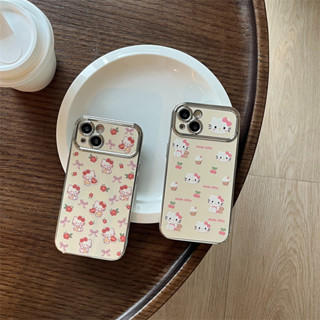 卡通粉色蝴蝶結花朵蛋糕 Hello Kitty 軟殼適用於 iPhone 11 15 Pro Max 12 13 14