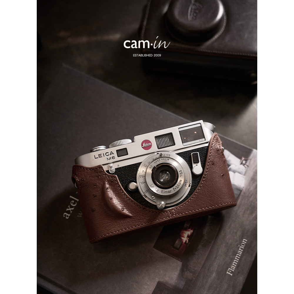 cam-in適用徠卡Leica M6/M3/M4/MP鴕鳥皮真牛皮相機保護皮套底座