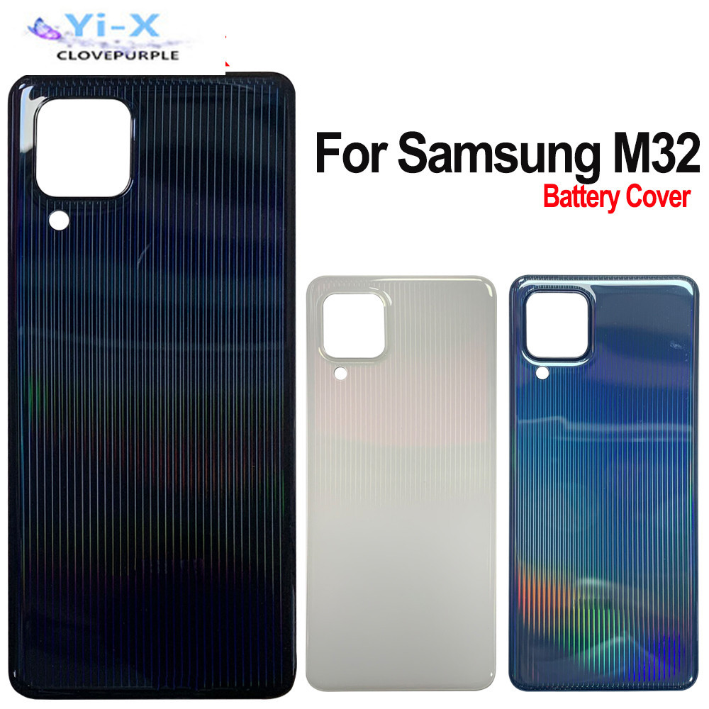 SAMSUNG 1x 適用於三星 Galaxy M32 後蓋電池蓋門後玻璃外殼 6.4" 適用於三星 M32 電池蓋 M