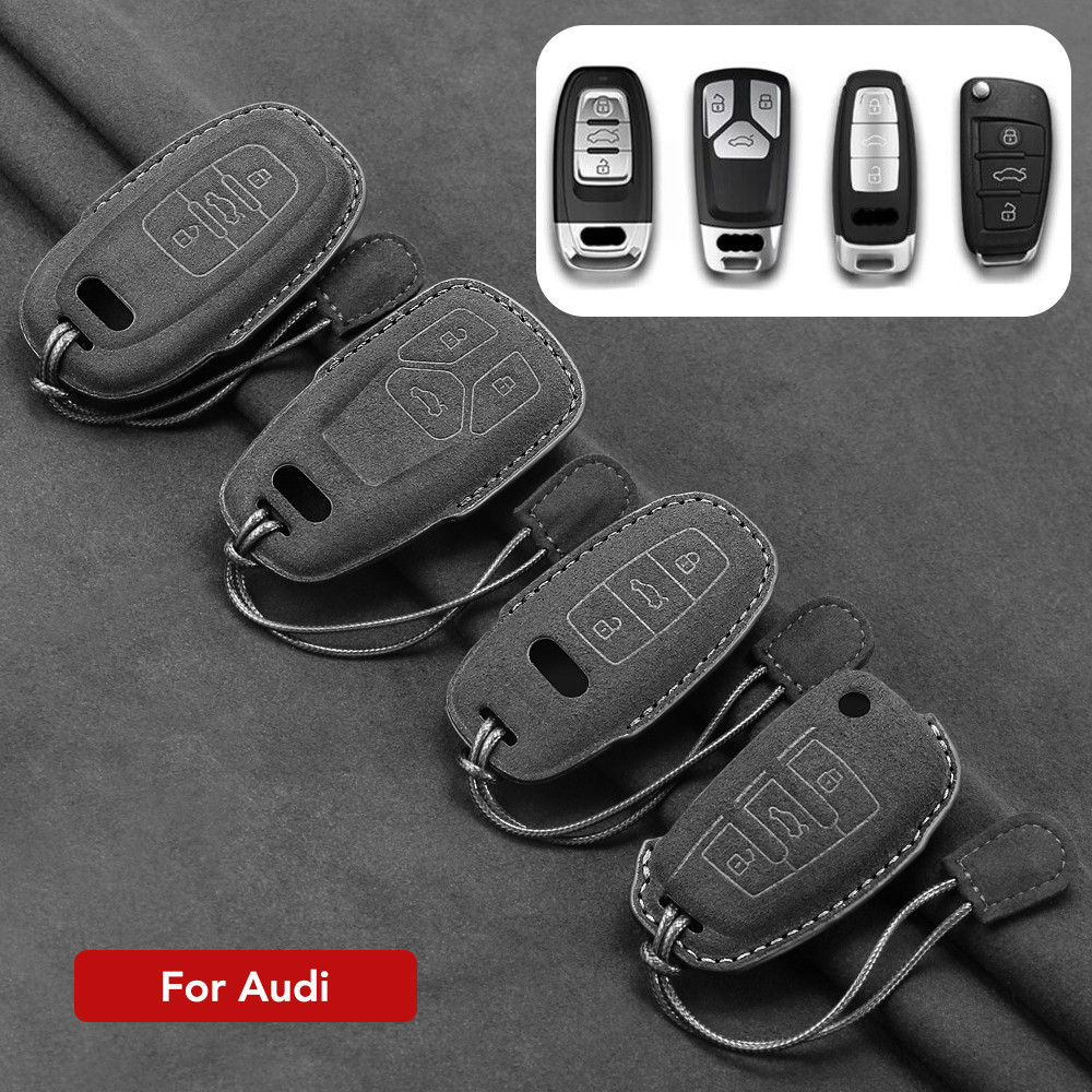 Xm-皮革汽車鑰匙包鑰匙扣適用於奧迪 A1 A3 8V A4 B8 B9 A5 A6 C7 A7 A8 Q3 Q5 Q7