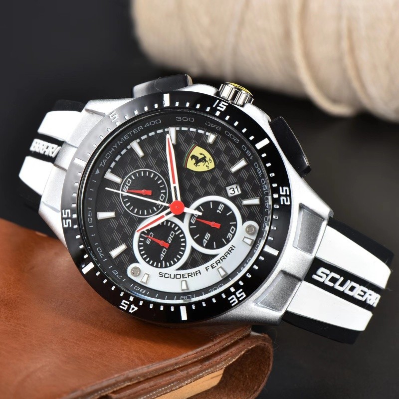 新款時尚運動Ferrari 品牌休閒膠帶男士手錶