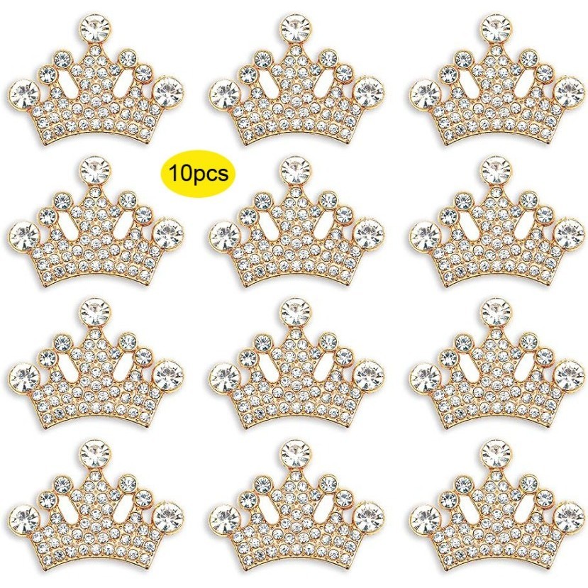 10 件皇冠珠寶裝飾 DIY 手工髮飾運動鞋、衣服、派對裝飾品禮品盒水鑽合金貼花