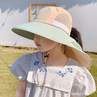 小孩兒童防晒帽子夏季女學生沙灘紫外線披肩護頸男寶寶漁夫遮陽帽