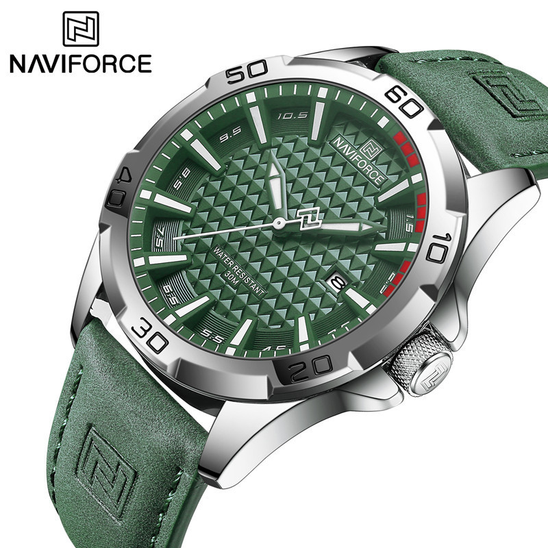 Naviforce 時尚男士手錶運動石英皮革錶帶商務運動男手錶夜光時鐘