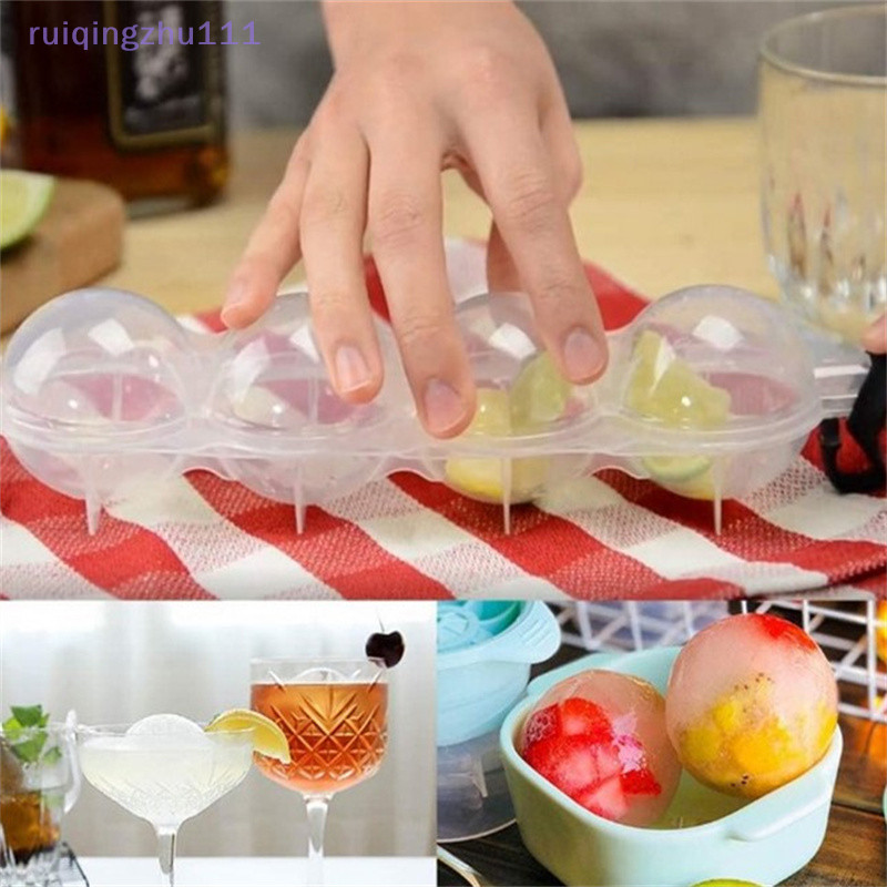 【ruiqingzhu】4腔酒吧球冰塊模具模具球冷凍機托盤威士忌DIY【TW】