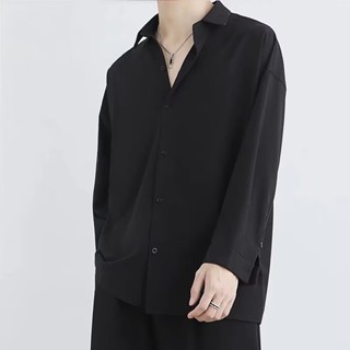 【HOT 本舖】男裝 黑色高階感襯衫男長袖韓版潮流dk制服男外套春季休閒白襯衫男襯衣