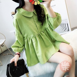 復古洋裝娃娃衫上衣春季韓版寬鬆甜美洋氣娃娃領襯衫女學生長袖設計感小眾 韓系長袖連衣裙 顯瘦夏季連身裙 韓系洋裝「樂購」