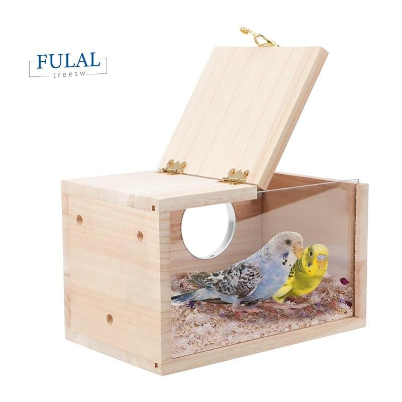 1 件長尾小鸚鵡築巢箱透明鳥屋籠木質繁殖箱鸚鵡鸚鵡鸚鵡愛情鳥