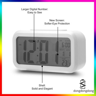 時鐘方形 LED 顯示器數位電子鬧鐘背光溫度控制時間日曆溫度計時鐘