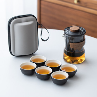 茶壺 泡茶組 露營 茶具組 便攜式陶瓷旅行茶具套裝 戶外精品便攜防燙快客杯 高檔禮品