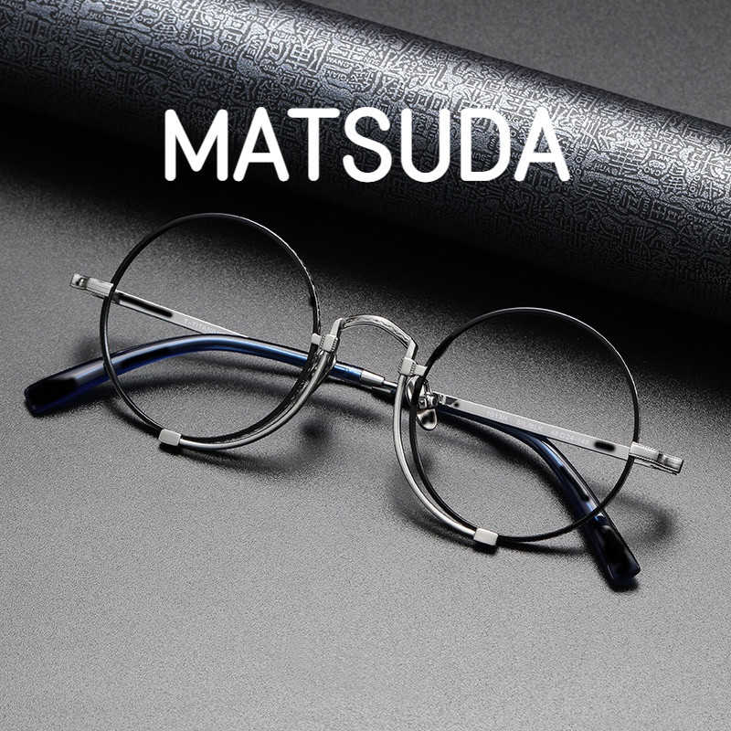 【TOTU眼鏡】醋酸纖維眼鏡 金屬框眼鏡 MATSUDA松田 純鈦眼鏡 設計師眼鏡框 1013H復古雕花雙色拼接小眾眼鏡