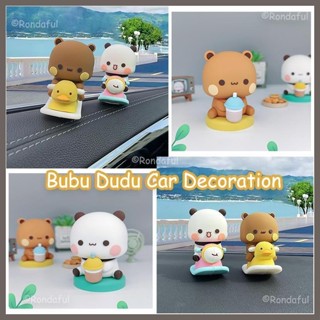 Bubu Dudu汽車擺件PVC可愛熊貓人偶模型汽車裝飾擺件汽車儀表板擺件辦公桌擺件lofutw