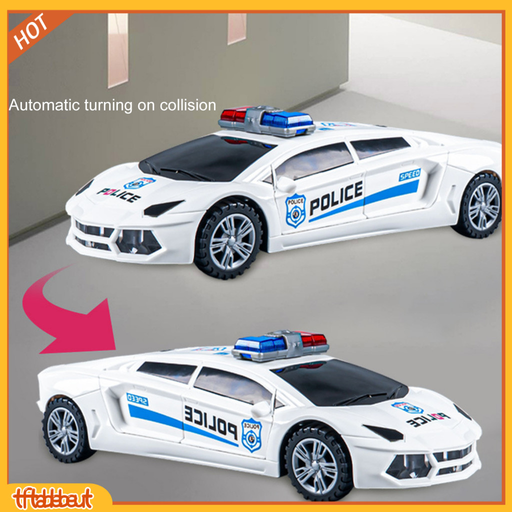 Tf* 電動跳舞警車自動避障最小細節兒童玩具救援緊急警察電動車兒童玩具