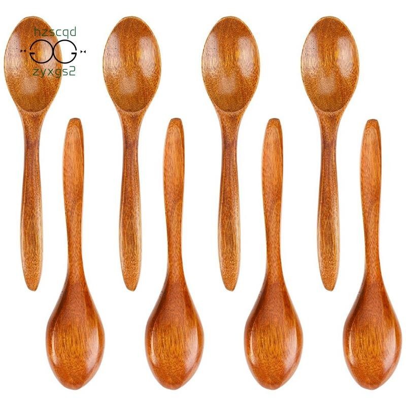 6 件裝小木勺迷你湯匙木勺木製廚房配件,適用於熱巧克力、蜂蜜、咖啡、茶