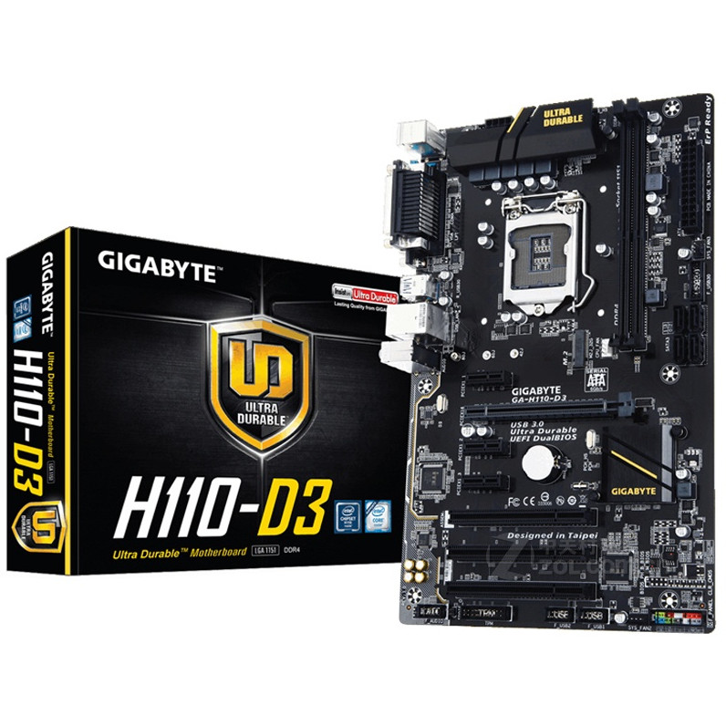 【現貨 品質保障】庫存全新Gigabyte/技嘉H110-D3臺式機電腦支持ddr4帶3個PCI插槽